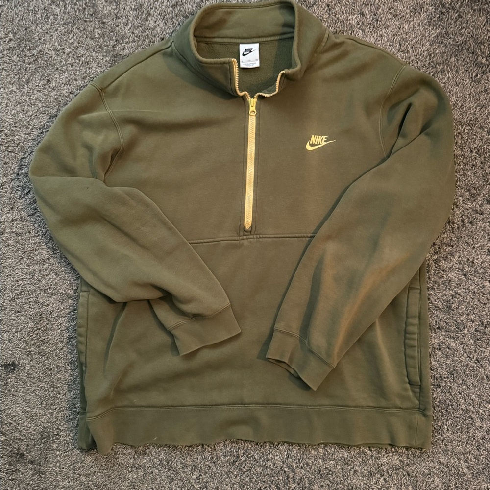 Nike Olive Green Pullover with Yellow Logo